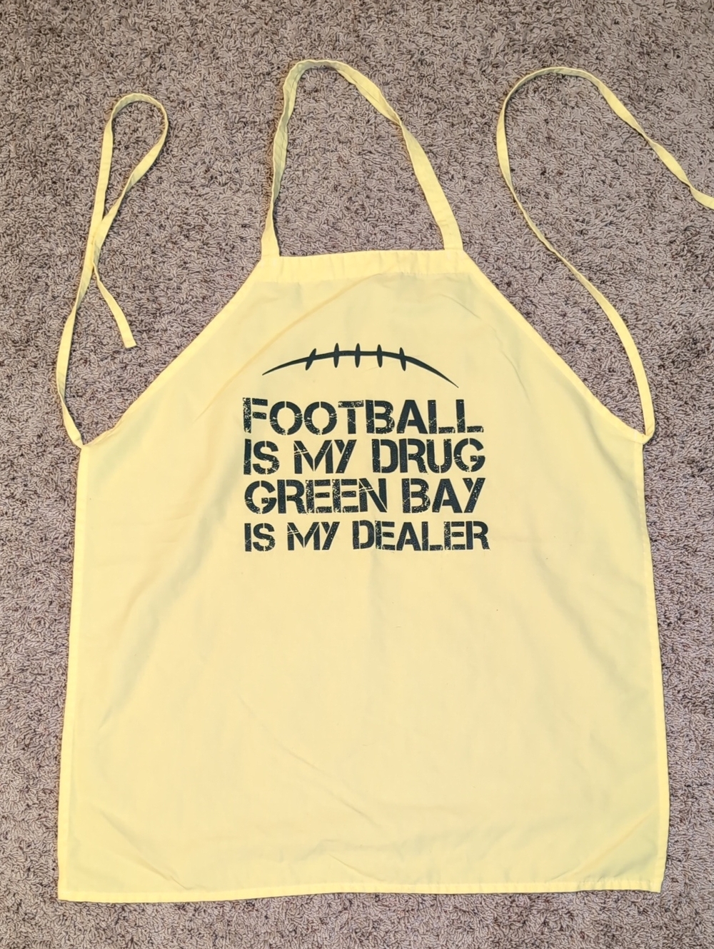 Green Bay Packer Yellow Football Cooking Chef Apron 'Football Is My Drug'